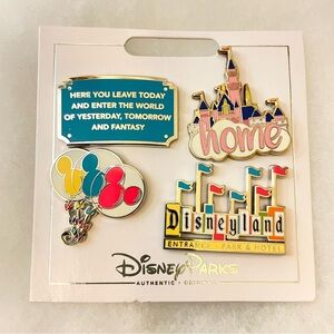 Disney Parks Disneyland Icons Flair 4 Pin Set